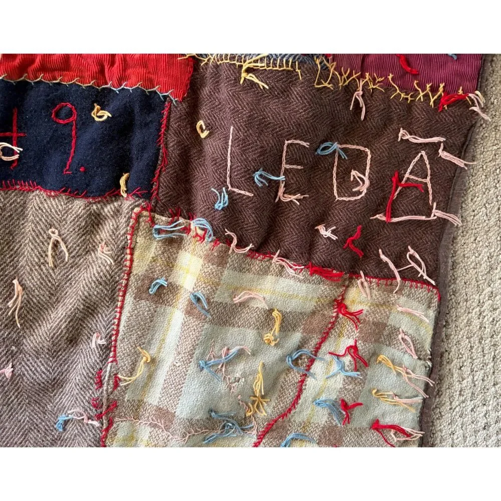 Handmade 1949 Lega Patchwork Crazy Quilt. Darker colors, Beautifully Made